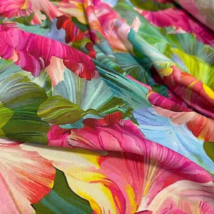 Büyük Yapraklar İntaşlar Markalı Viskon Kumaş 1M