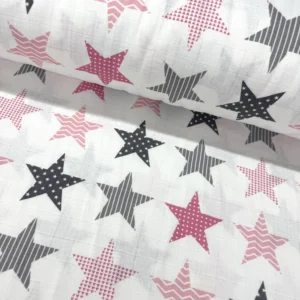 Desenli Yıldızlar Müslin Bez Kumaş 1M