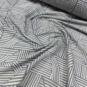 Gri Kesişen Çizgiler Jakar Keten Kumaş 1M