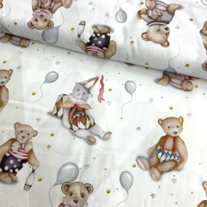 Balonlu Ayılar Dijital Poplin Kumaş 1M