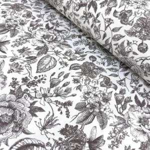 Karakalem Çiçekler Duck Bezi 1M