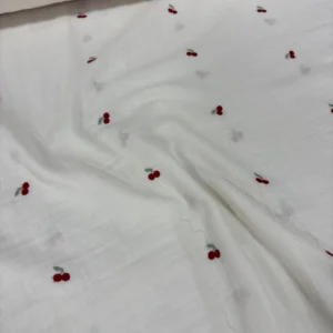 Kirazlar Prime Nakış Müslin Fisto Kumaş 1M