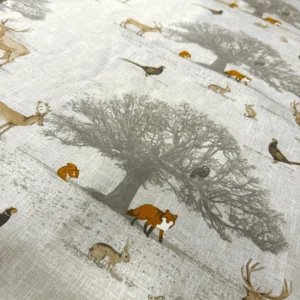 Tundra Hayvanları Pamuk Keten Kumaş 1M